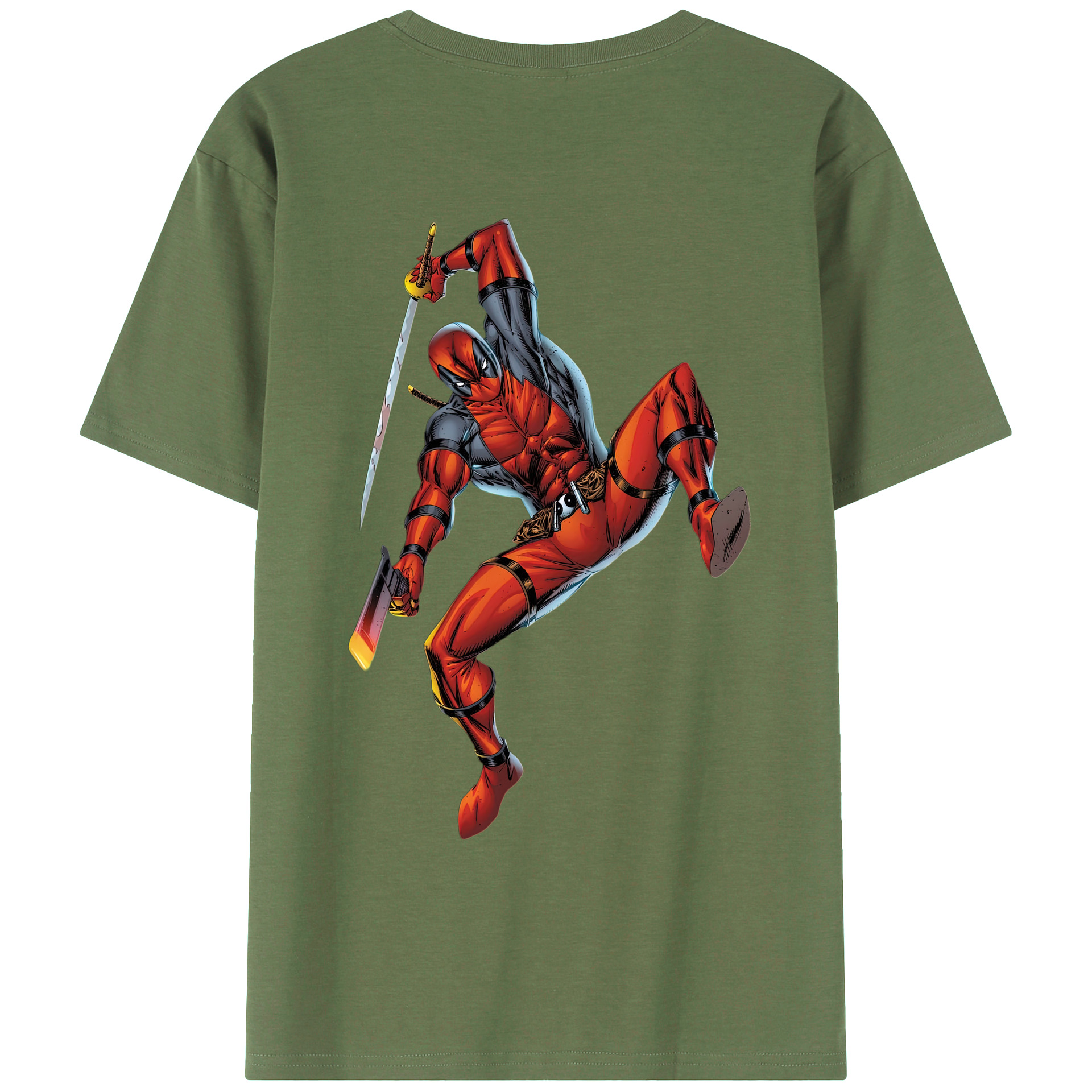 （画像用） Deadpool デッドプール 綿100％ メンズ半袖Tシャツ（バックプリント） 通気性